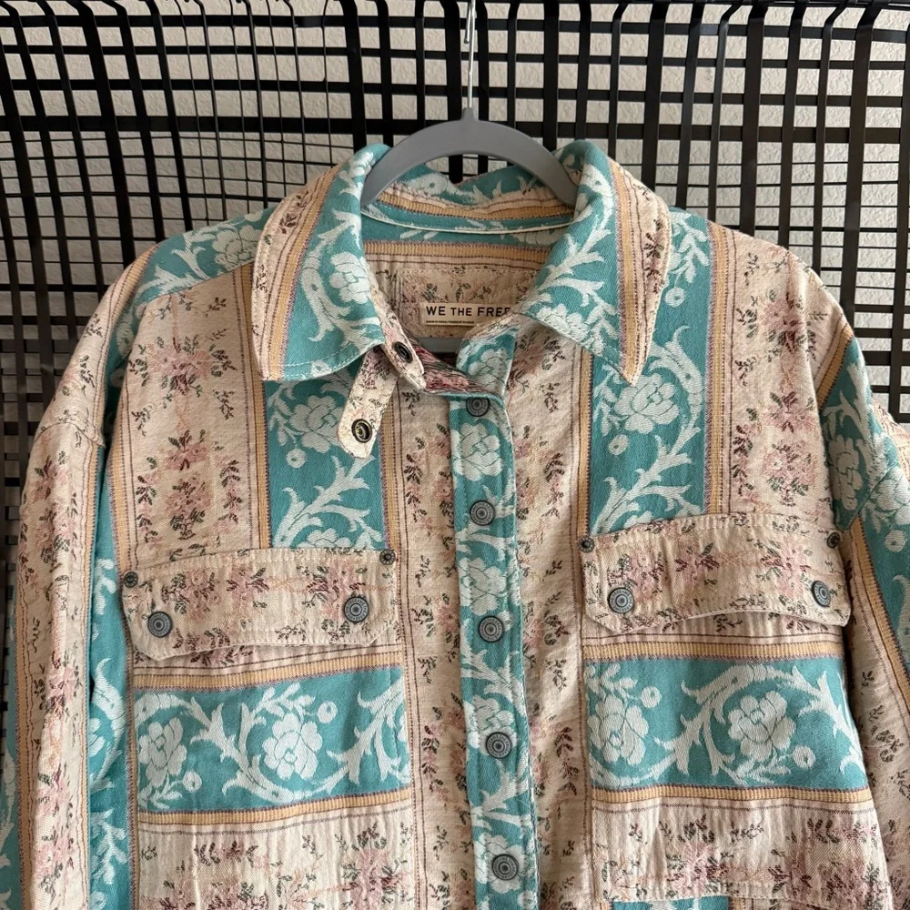 Free people we the free wonderland fog jacquard shirt - Picture 6 of 9